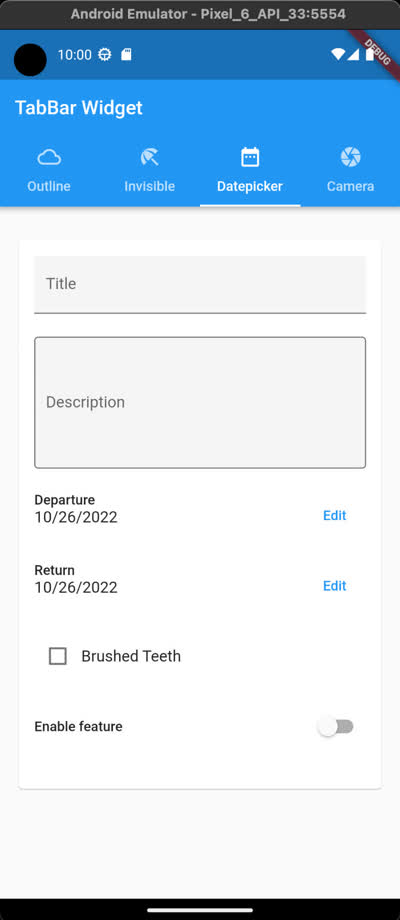 Datepicker tab of the demo app